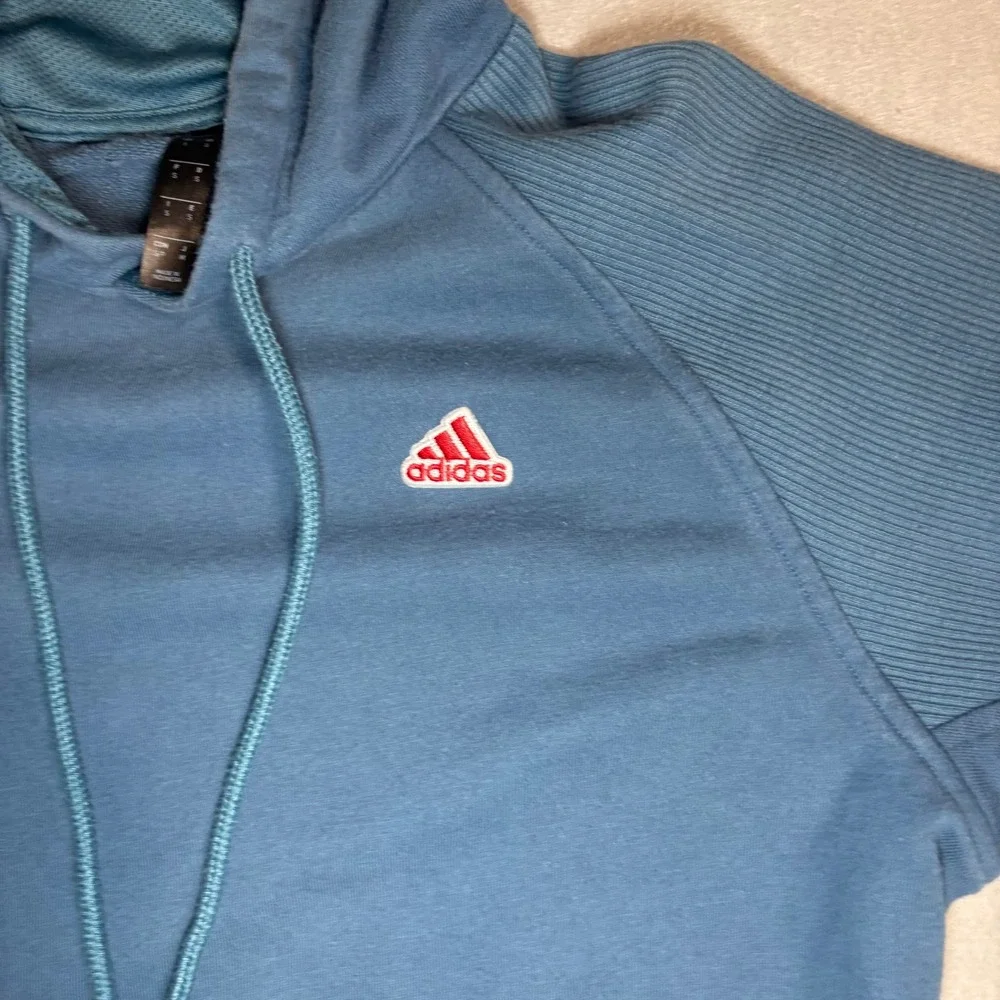 adidas Pullover Hoodie Small Blue Logo Kangaroo Pocket